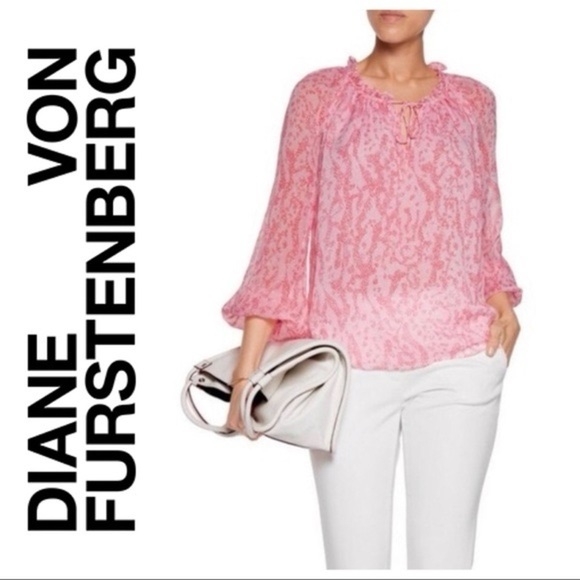 Diane Von Furstenberg Tops - Diane Von Furstenberg 100% Silk Pink Wynn Blouse